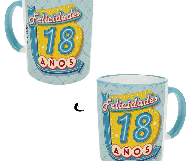 A-R052-Taza Pensando "Felicidades: 18 años"