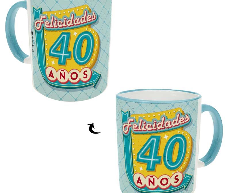 A-R054-Taza Pensando "Felicidades: 40 años"