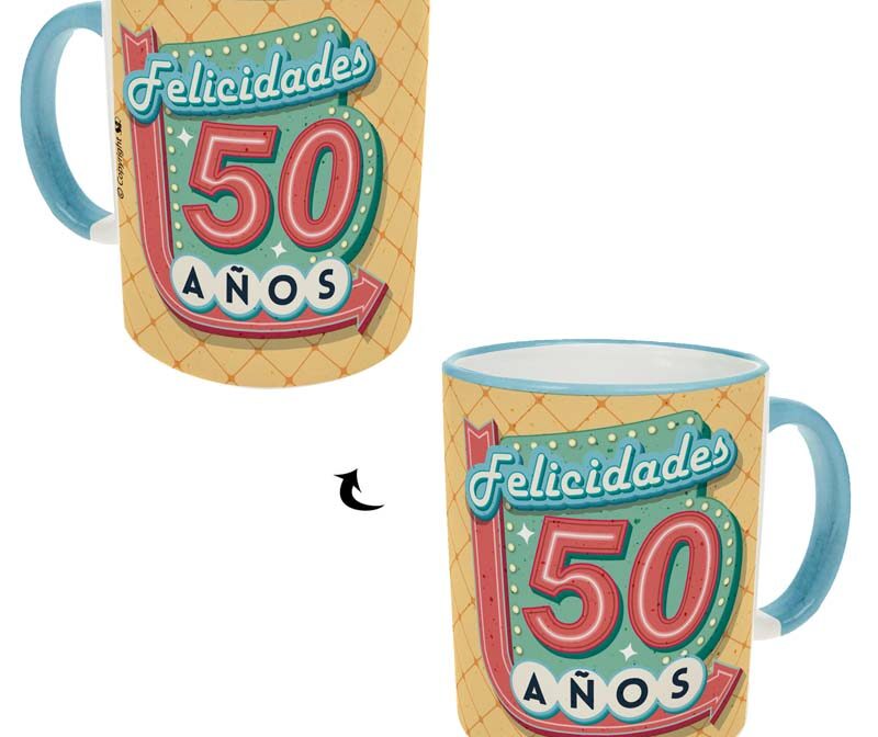 A-R055-Taza Pensando "Felicidades: 50 años"